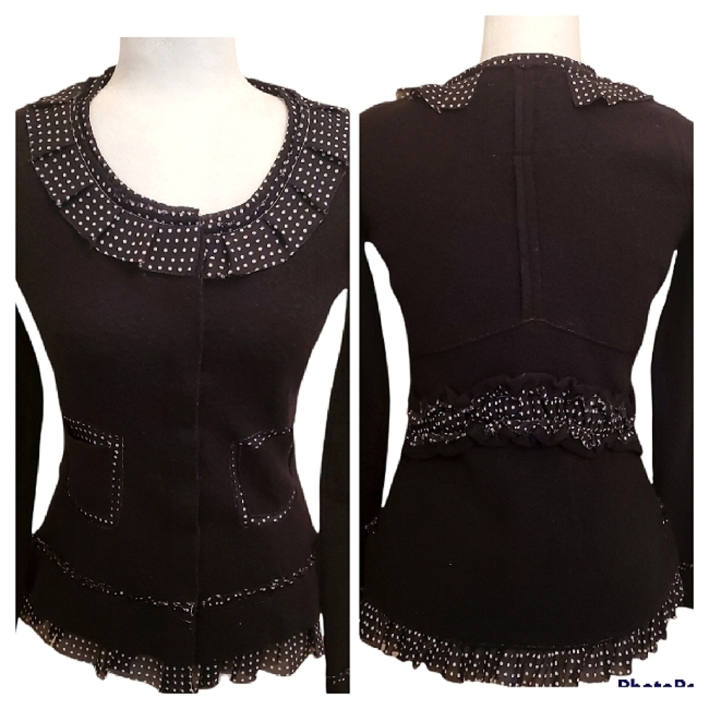 Anthropologie Sparrow Au Fait Merino Wool Peplum Sweater Jacket Black XS